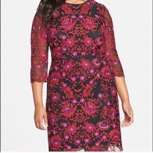 Adrianna Papell embroidered sheath dress EUC